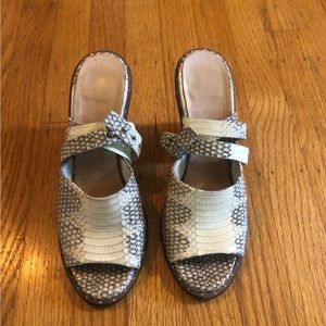 Freda Salvador snakeskin high heeled sandal with ankle wrap good condition